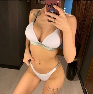 New White Shimmering Push Up Top Bikini Set Swimsuit Size S